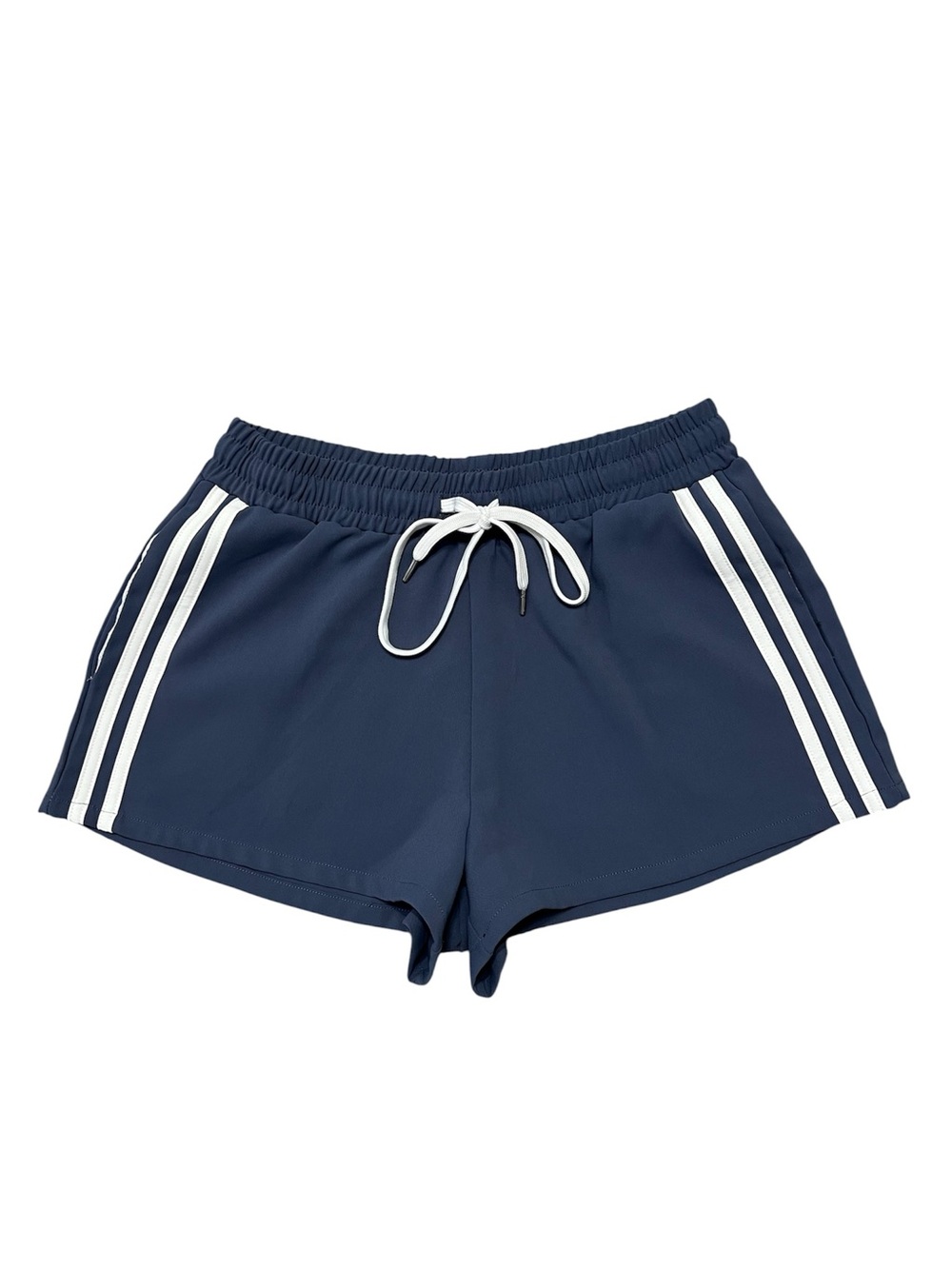 APRIL KISS LOS ANGELES blue/gray athletic track shorts size MEDIUM white stripes